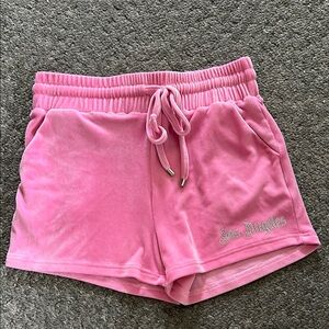 CAPSULE Pink Velour Rhinestone Embellished Los Angeles Shorts